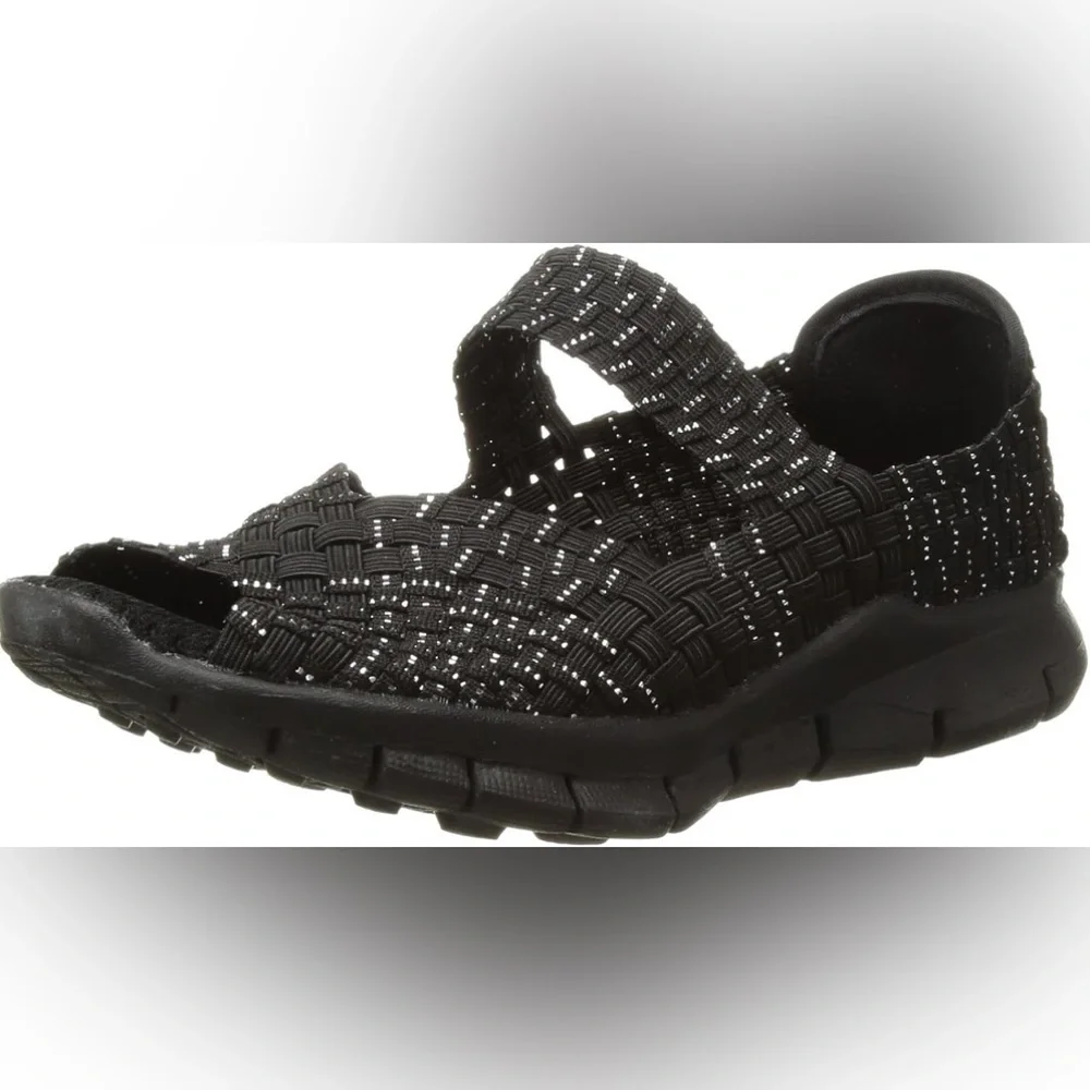 Bernie Mev Girl's Comfi K Mary Jane Flat Sandal | Black/Silver |‎ NEW!!!🖤🩶🖤